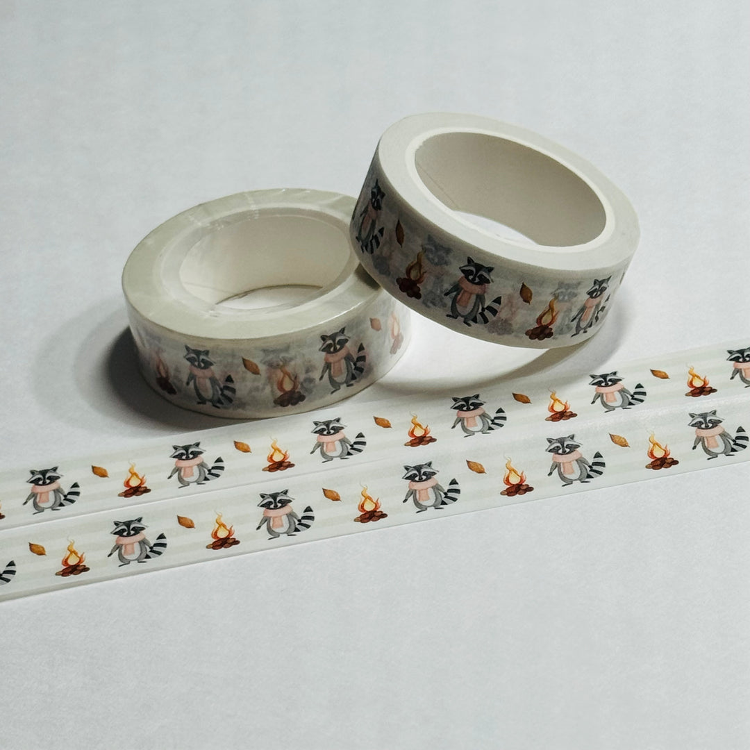 RACCOON BRAVING THE COLD WEATHER Washi Tape ~ 1 Roll ~ 15mm x 10m (33 Feet)