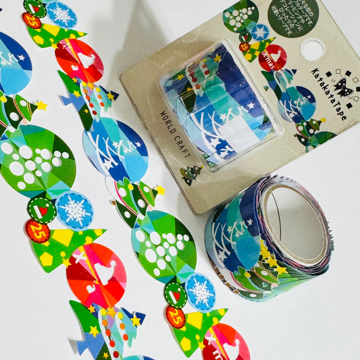KATA KATA CHRISTMAS Trees Die-Cut PP Tape by World Craft - 1 Roll - 30mm x 6m (20 Feet)