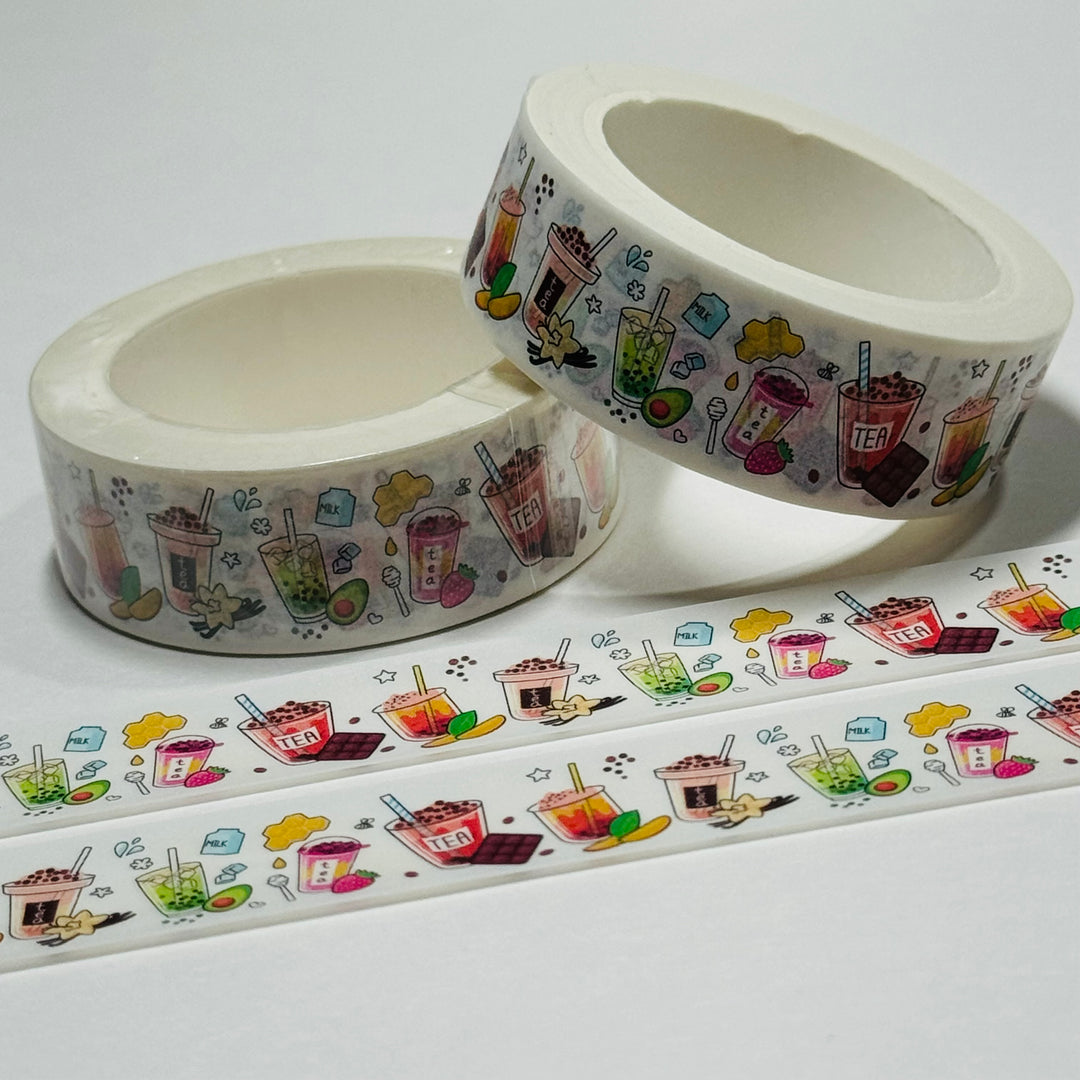 WIDE VARIETY OF BUBBLE TEAS Washi Tape ~ 1 Roll ~ 15mm x 10m (33 Feet)