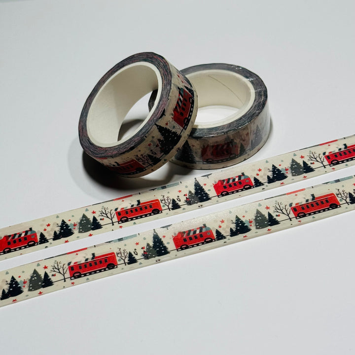 RETRO CHRISTMAS TRAIN Washi Tape ~ 1 Roll ~ 15mm x 10m (33 Feet)