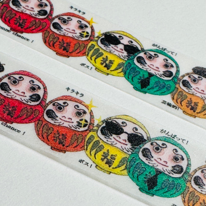 ROCKING & ROLLING DARUMAS Saien Masking Washi Tape ~ 1 Roll ~ 15mm x 7m (23 Feet)