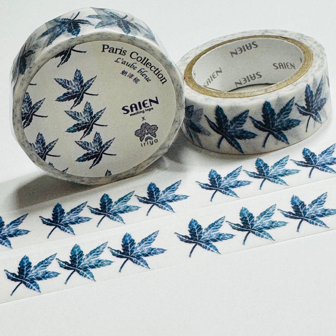 L'AUBE BLEUE MAPLE LEAVES Saien Masking Washi Tape ~ 1 Roll ~ 15mm x 7m (23 Feet)