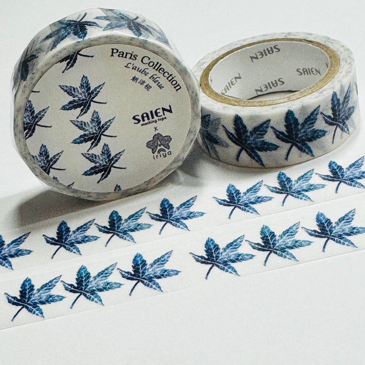L'AUBE BLEUE MAPLE LEAVES Saien Masking Washi Tape ~ 1 Roll ~ 15mm x 7m (23 Feet)