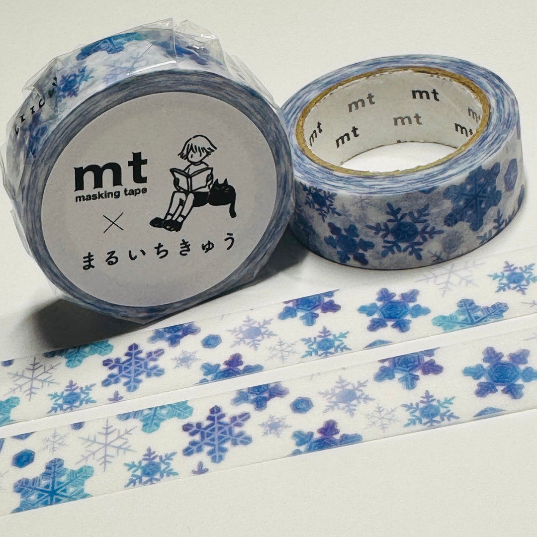 WINTER FALLING SNOWFLAKES by Maruichikyu Mt Washi Tape - 1 Roll  - 15mm x 7m (23 Feet)