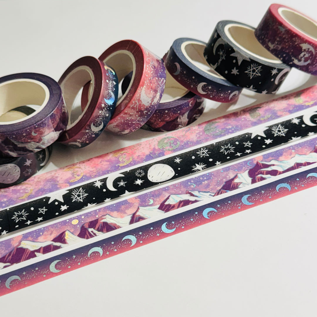 CELESTIAL LUNAR MAGIC Favorites Washi Tape Bundle ~ 4 Rolls ~ 10mm/15mm x 10m (23/33 Feet)