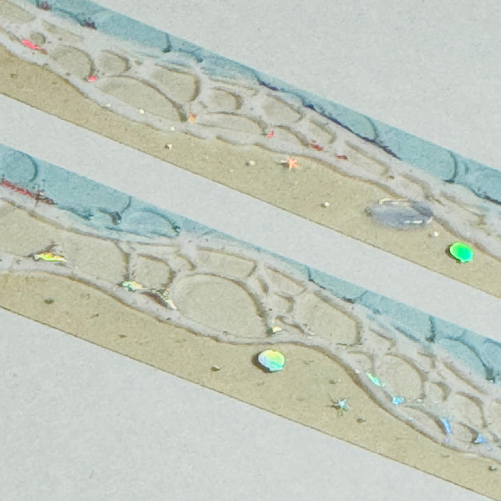 ROLLING BEACH Waves World Craft PET Washi Tape ~ 1 Roll ~ 20mm x 5m (16 Feet) ~ 1 Roll ~ 20mm x 5m (16 Feet)