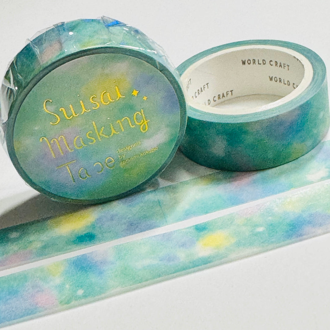 WATERCOLOR BLUE GALAXY Sky World Craft Washi Tape ~ 1 Roll ~ 15mm x 7m (23 Feet)