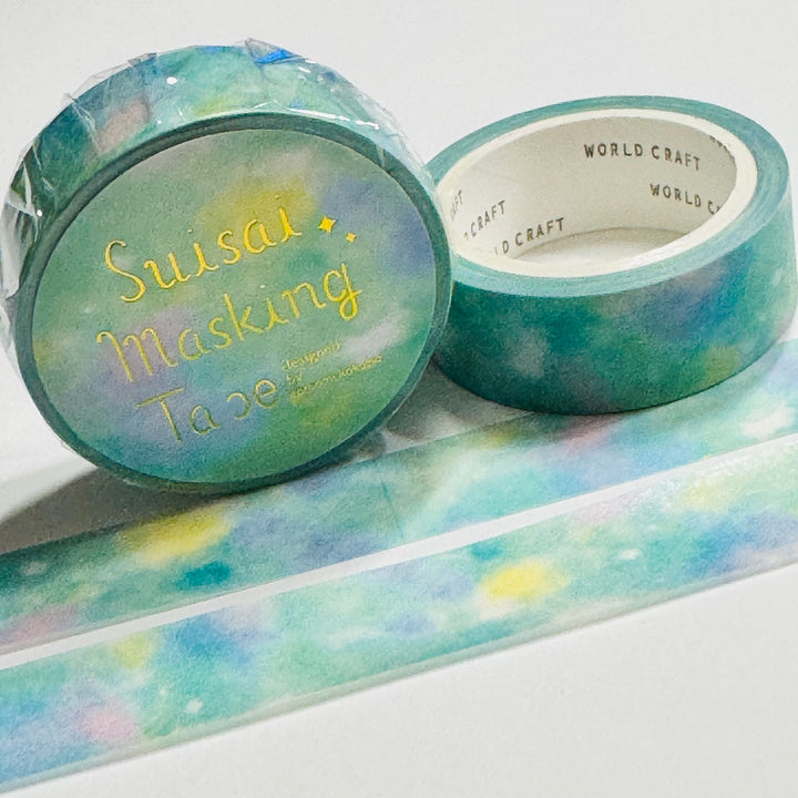 WATERCOLOR BLUE GALAXY Sky World Craft Washi Tape ~ 1 Roll ~ 15mm x 7m (23 Feet)