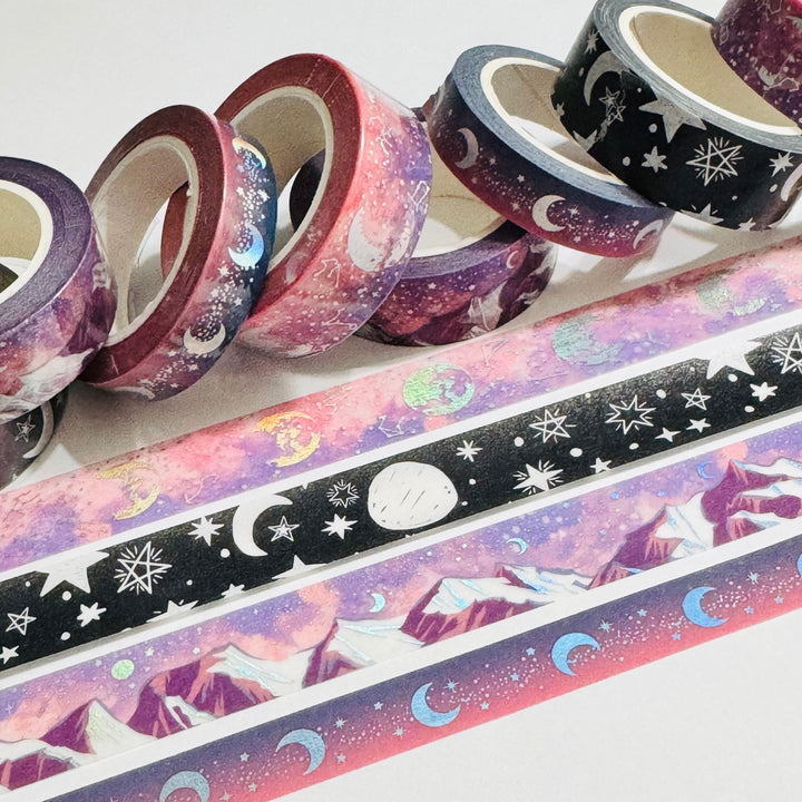 CELESTIAL LUNAR MAGIC Favorites Washi Tape Bundle ~ 4 Rolls ~ 10mm/15mm x 10m (23/33 Feet)