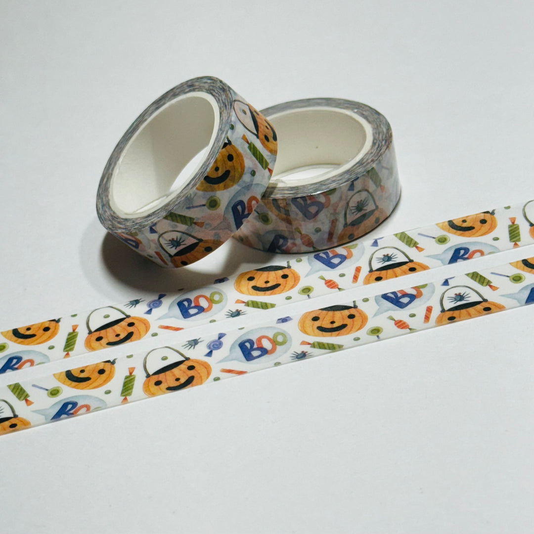 FAVORITE TRICK OR TREAT PUMPKIN BUCKET Halloween Washi Tape ~ 1 Roll ~ 15mm x 10m (33 Feet)