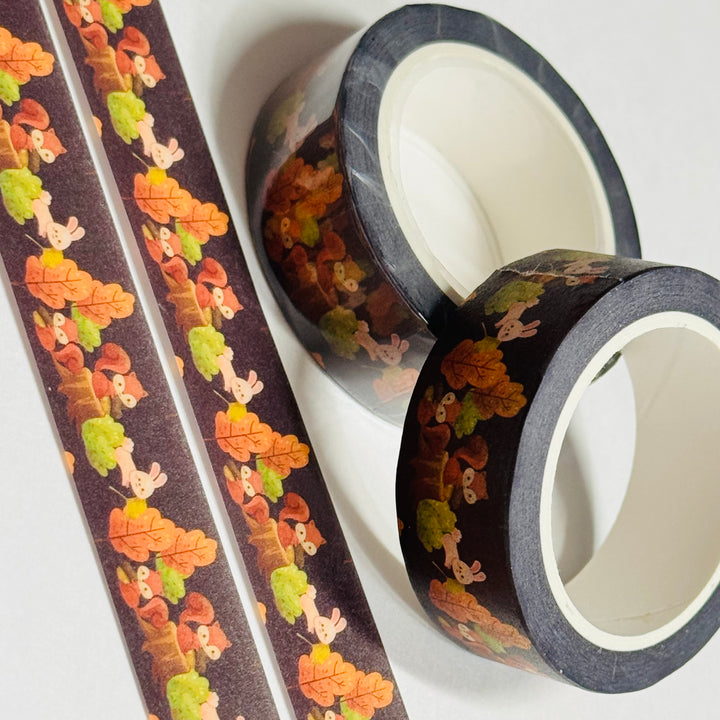SQUIRRELS & RABBITS AUTUMN PLAYGROUND Washi Tape ~ 1 Roll ~ 15mm x 10m (33 Feet)
