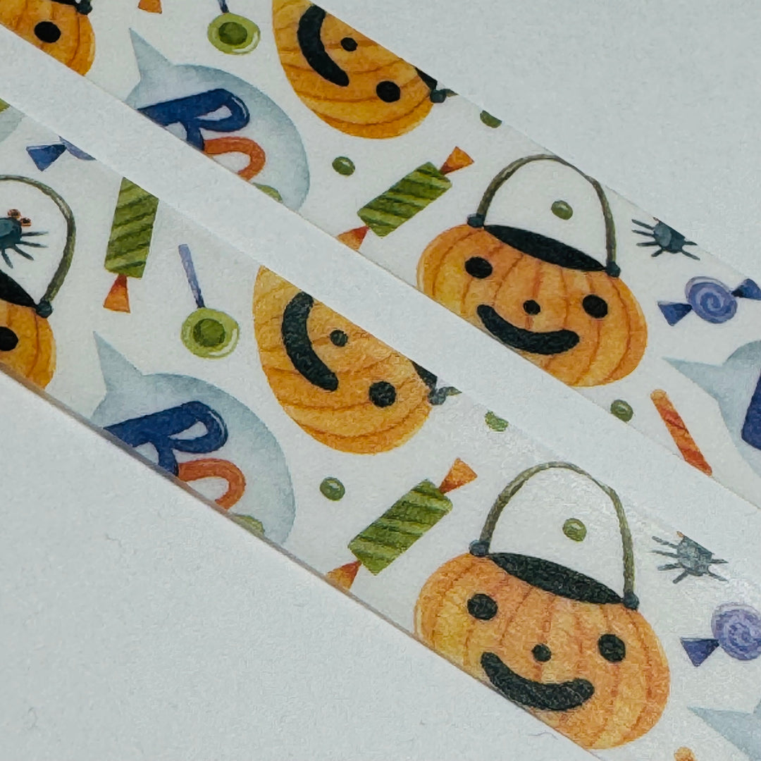 FAVORITE TRICK OR TREAT PUMPKIN BUCKET Halloween Washi Tape ~ 1 Roll ~ 15mm x 10m (33 Feet)