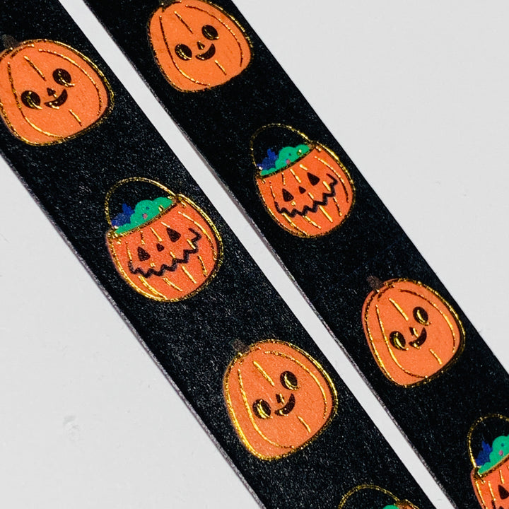 DECORATIVE JACK-O-LANTERNS IN Gold Foil Halloween Washi Tape ~ 1 Roll ~ 15mm x 10m (33 Feet)