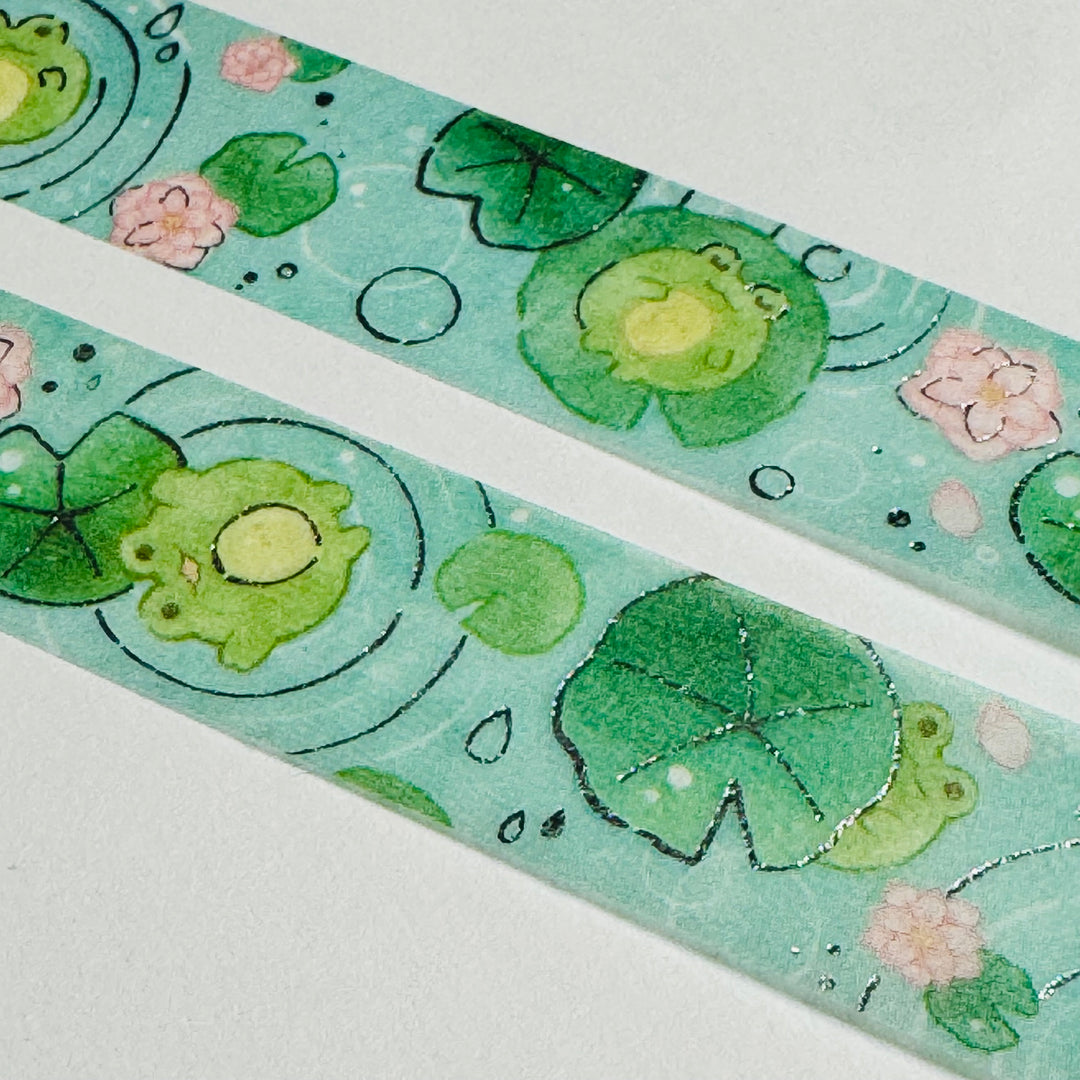 FLOATING FROGS On LILY PADS Saien Masking Washi Tape ~ 1 Roll ~ 15mm x 7m (23 Feet)