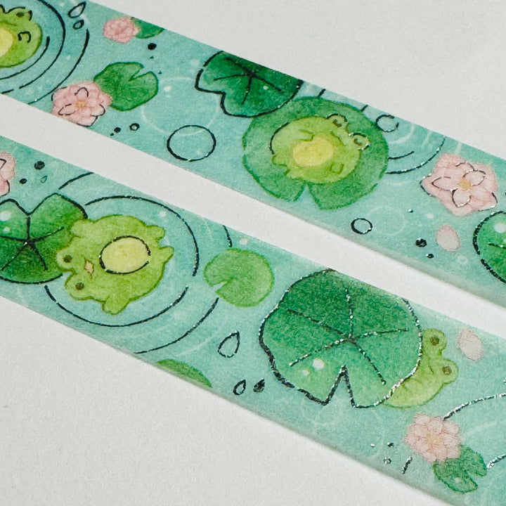 FLOATING FROGS On LILY PADS Saien Masking Washi Tape ~ 1 Roll ~ 15mm x 7m (23 Feet)