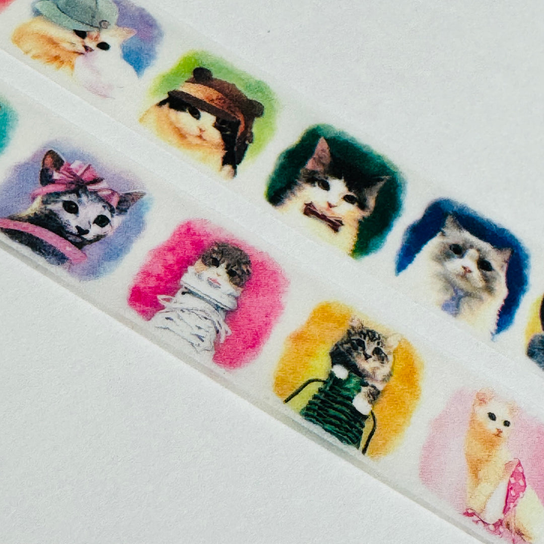CATS With MANY HATS Japanese Kitten Washi Tape ~ 1 Roll ~ 15mm x 5m (16 Feet)