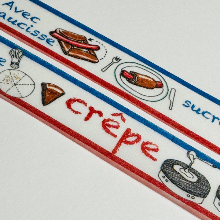 FRENCH CREPES PATISSERIE Saien Masking Washi Tape - 1 Roll - 15mm x 7m (23 Feet)