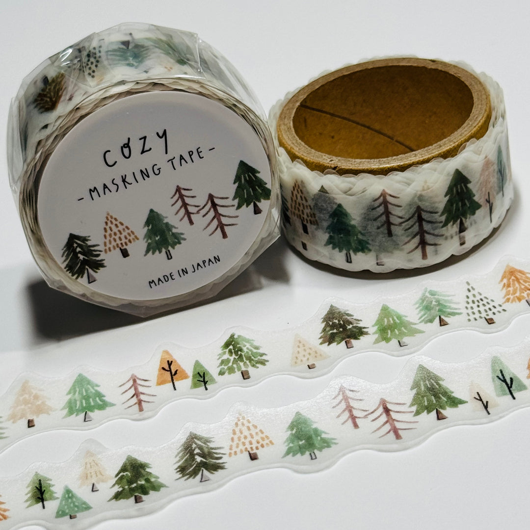 DOODLE CHRISTMAS TREES FOREST Mind Wave Die Cut Washi Tape ~ 1 Roll ~ 18mm x 5m (16 Feet)