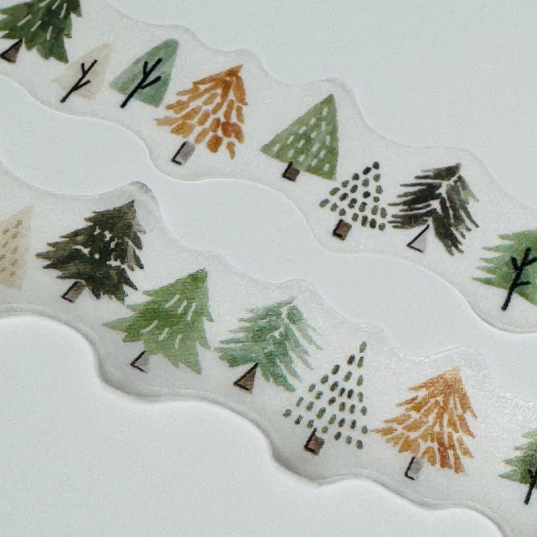 DOODLE CHRISTMAS TREES FOREST Mind Wave Die Cut Washi Tape ~ 1 Roll ~ 18mm x 5m (16 Feet)