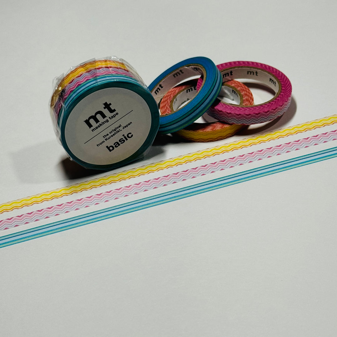 SLIM DECO LINE Collage Mt Thin Washi Tape Set ~ 3 Rolls ~ 6mm x 7m (23 Feet) Each