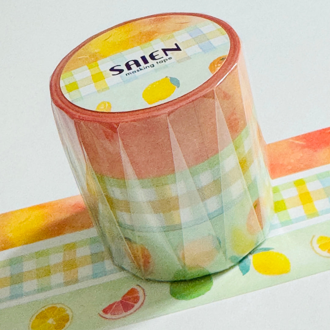 CITRUS SUMMER FRUIT Saien Masking Washi Tape Set ~ 3 Roll ~ 15mm x 7m (23 Feet Each Roll)