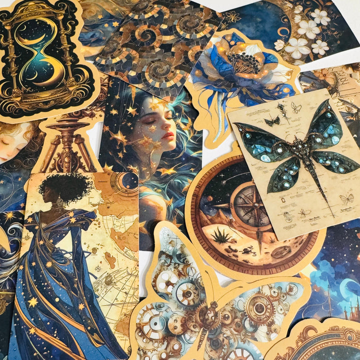 GALACTIC UNIVERSAL STEAMPUNK Peelable Stickers  ~ 50 Pieces ~ Each Sticker is 30 - 60mm