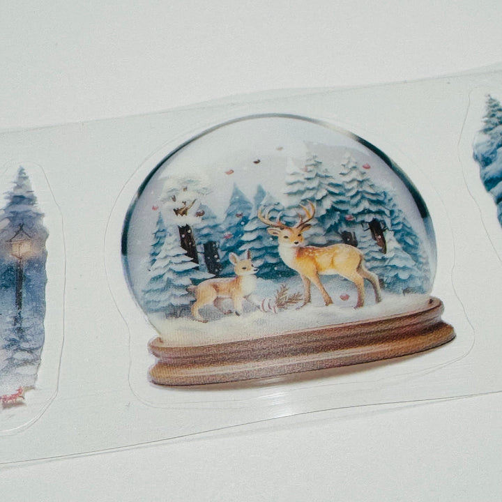 PRETTY WINTER SNOW SCENES Pre-Cut PET Washi Tape ~ 1 Roll - 50mm x 2m (7 Feet of Washi Stickers)