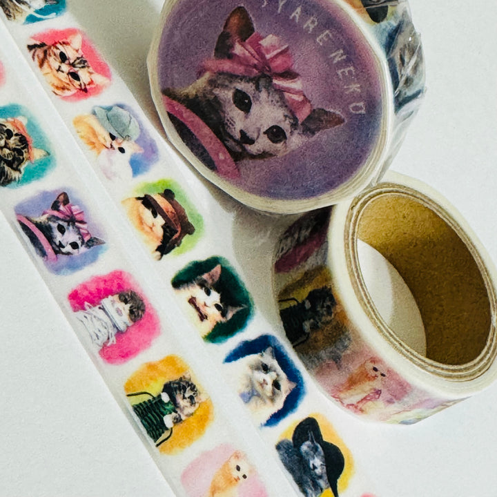 CATS With MANY HATS Japanese Kitten Washi Tape ~ 1 Roll ~ 15mm x 5m (16 Feet)