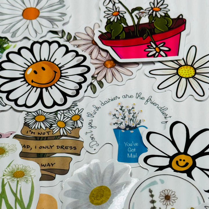 STORIES Of DAISIES Floral Peelable Stickers  ~ 50 Pieces ~ Each Sticker is Approximately 30-50mm