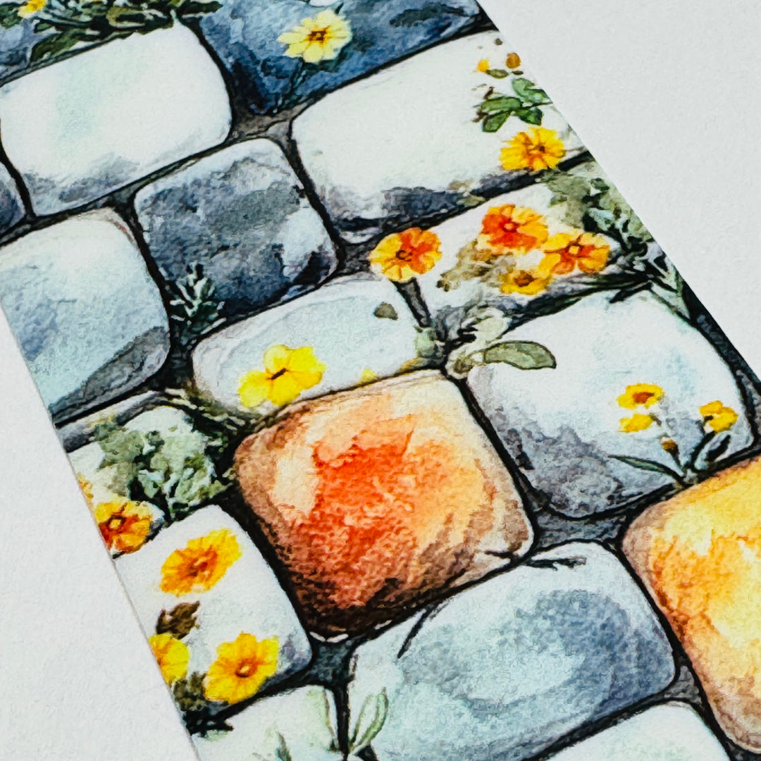 STEPPING STONES FLOWER PATH PET Washi Tape ~ 1 Roll ~ 40mm x 2m (7 Feet)