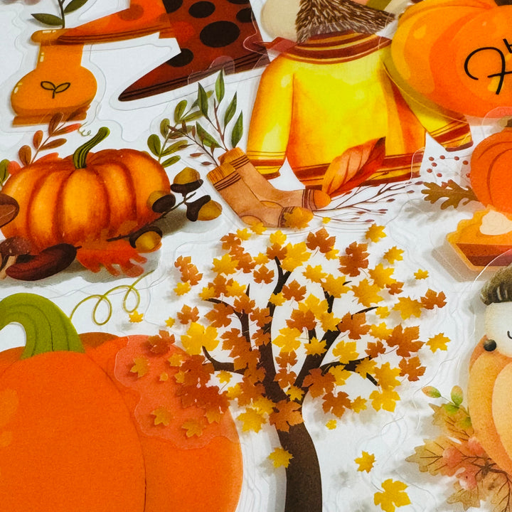 AESTHETIC FALL WATERCOLOR Peelable PET Stickers  ~ 51 Pieces ~ Approximately 2 Inches