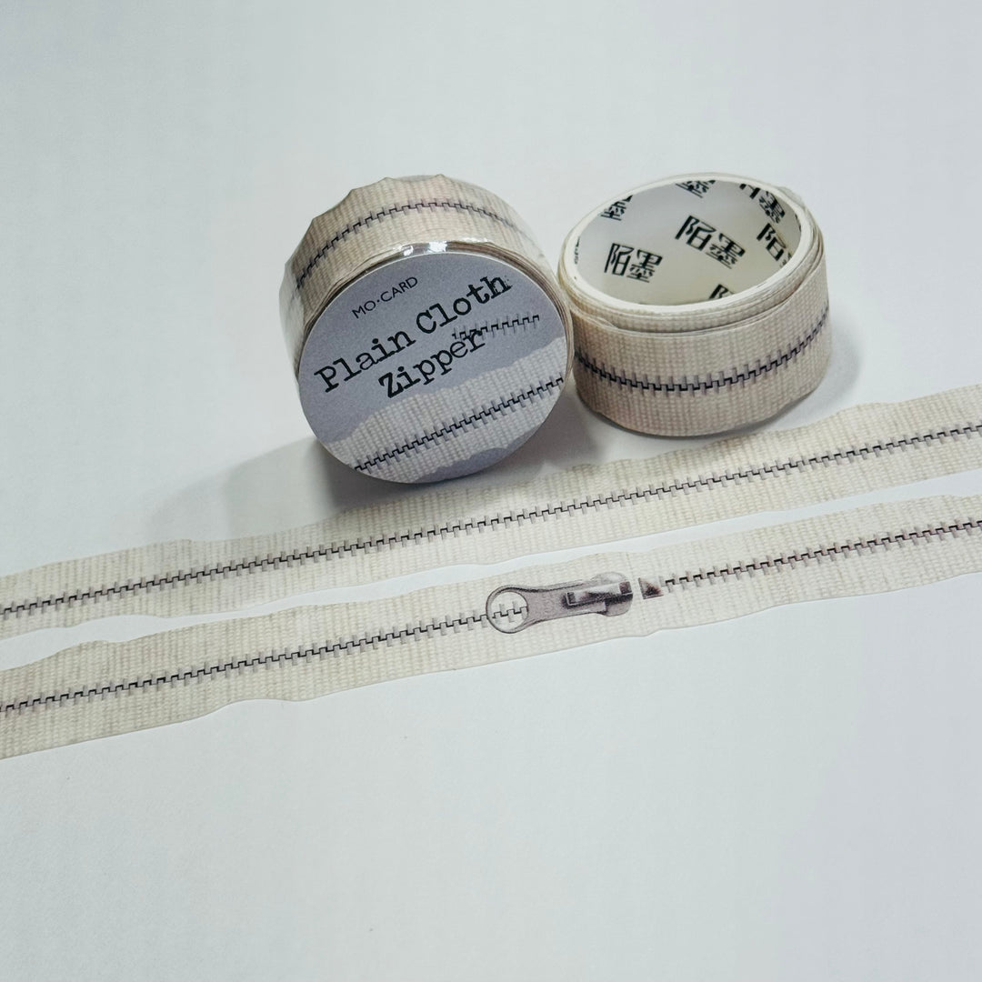 ZIPPER WHITE FAUX Fabric Paper Washi Tape ~ 1 Roll ~ 18mm x 3m (10 Feet)