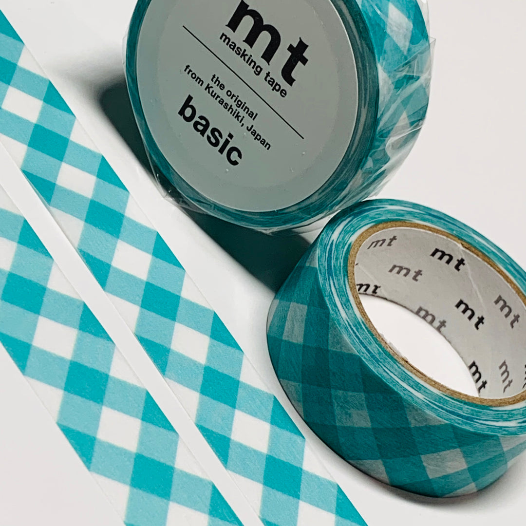 THICK CHECKERED TEAL GREEN Plaid Mt Washi Tape - 1 Roll - 15mm x 7m (23 Feet)