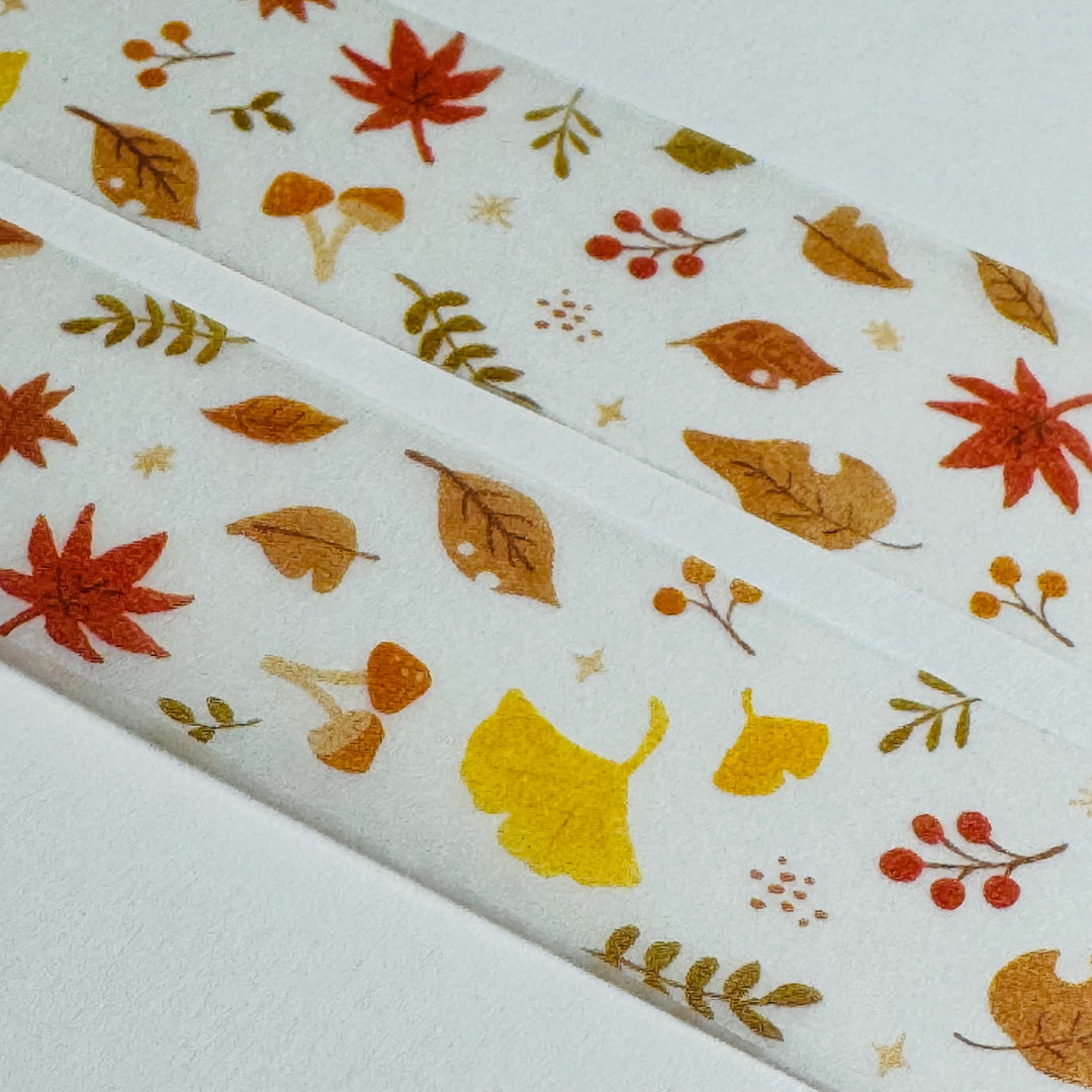 FALLING AUTUMN LEAVES Saien Masking Washi Tape ~ 1 Roll ~ 20mm x 7m (23 Feet)