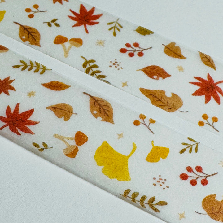 FALLING AUTUMN LEAVES Saien Masking Washi Tape ~ 1 Roll ~ 20mm x 7m (23 Feet)