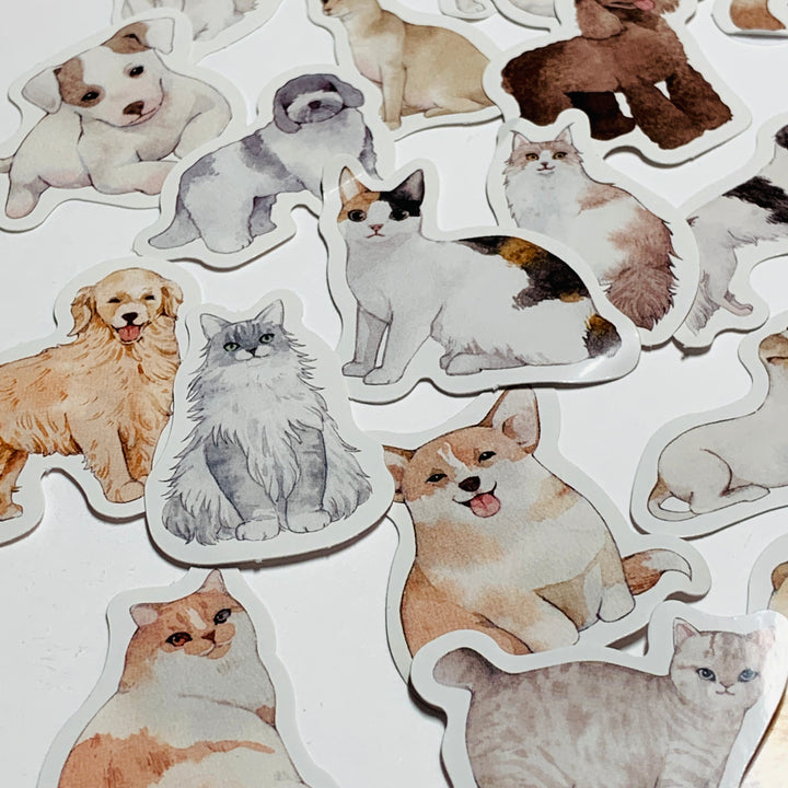 CATS & DOGS Peelable Stickers ~ 45 Pieces ~ 38mm Each