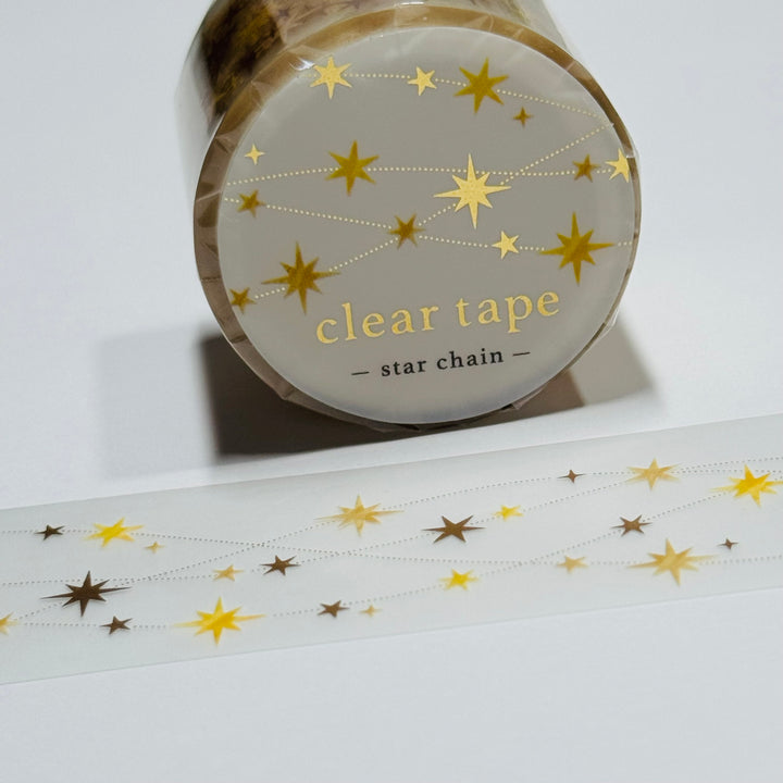 GOLD STAR CHRISTMAS GARLAND CHAIN Mind Wave PET Washi Tape ~ 1 Roll ~ 30mm x 3m (10 Feet)