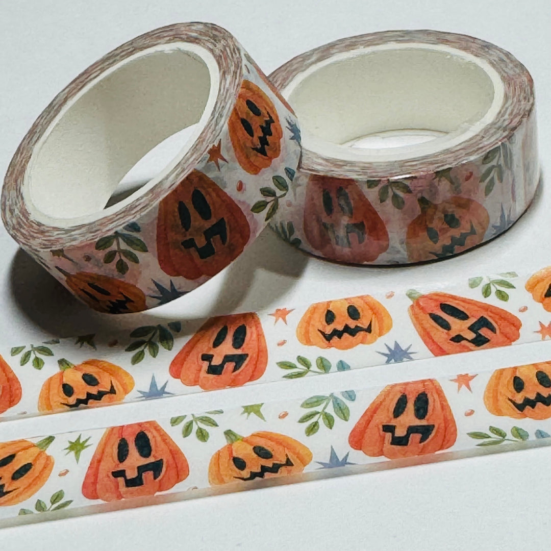 LOPSIDED GRINNING JACK-O-LANTERNS Halloween Washi Tape ~ 1 Roll ~ 15mm x 10m (33 Feet)