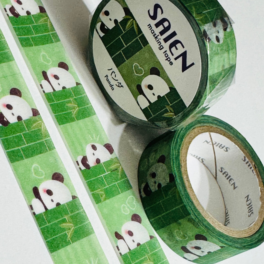 HIDE And SEEK PANDAS Saien Masking Washi Tape ~ 1 Roll ~ 15mm x 7m (23 Feet)
