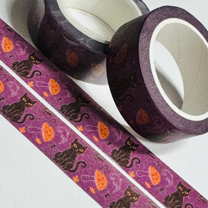 BLACK CAT With GLOWING EYES Halloween Washi Tape ~ 1 Roll ~ 15mm x 10m (33 Feet)