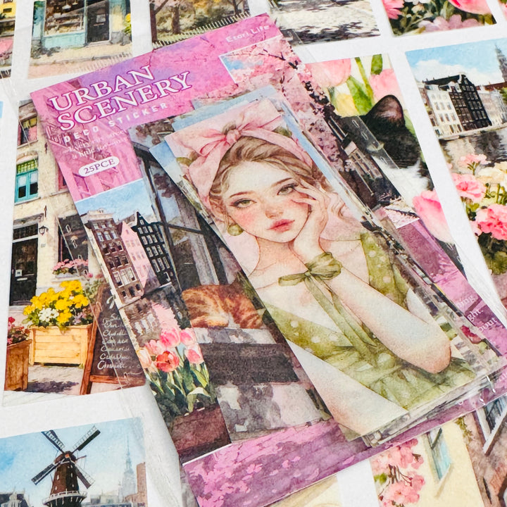 SPRING FLING GIRL In The City Ephemera Sticker Pack ~ 25 Pieces ~ 30mm x 95mm