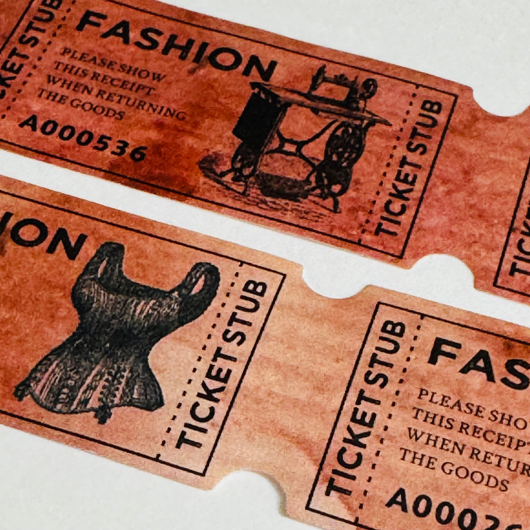 VINTAGE FASHION SEWING Forms Red Kraft Tickets Washi Tape ~ 1 Roll ~ 25mm x 3m (10 Feet)
