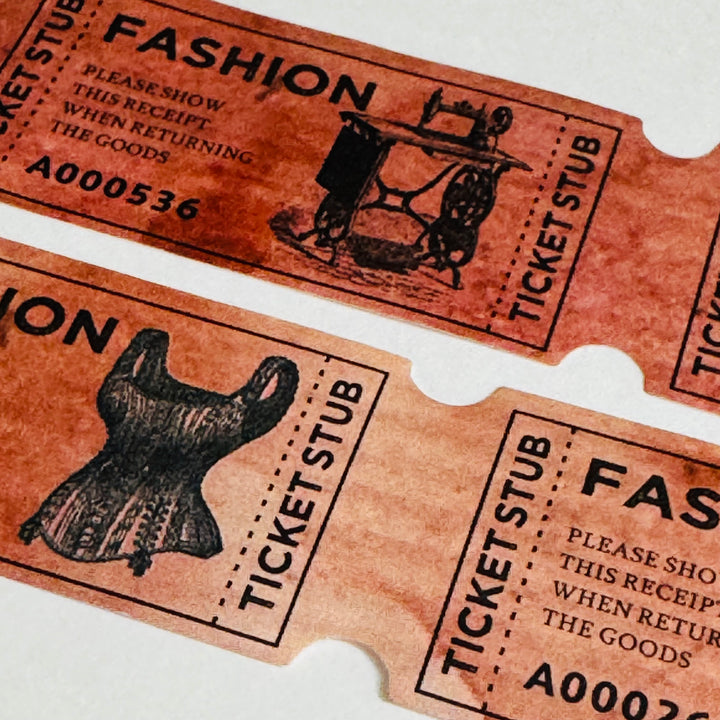 VINTAGE FASHION SEWING Forms Red Kraft Tickets Washi Tape ~ 1 Roll ~ 25mm x 3m (10 Feet)