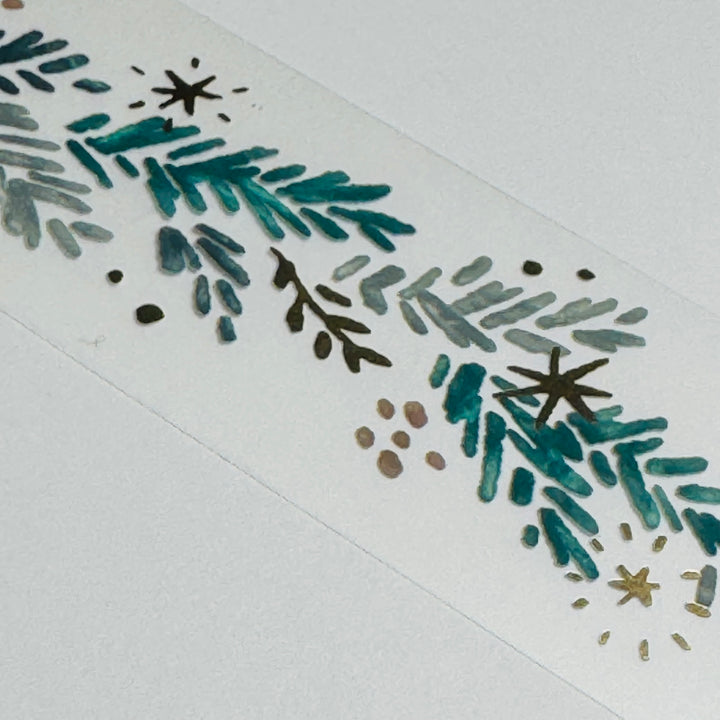 EVERGREEN CHRISTMAS GARLAND WITH STARS Mind Wave PET Washi Tape ~ 1 Roll ~ 30mm x 3m (10 Feet)