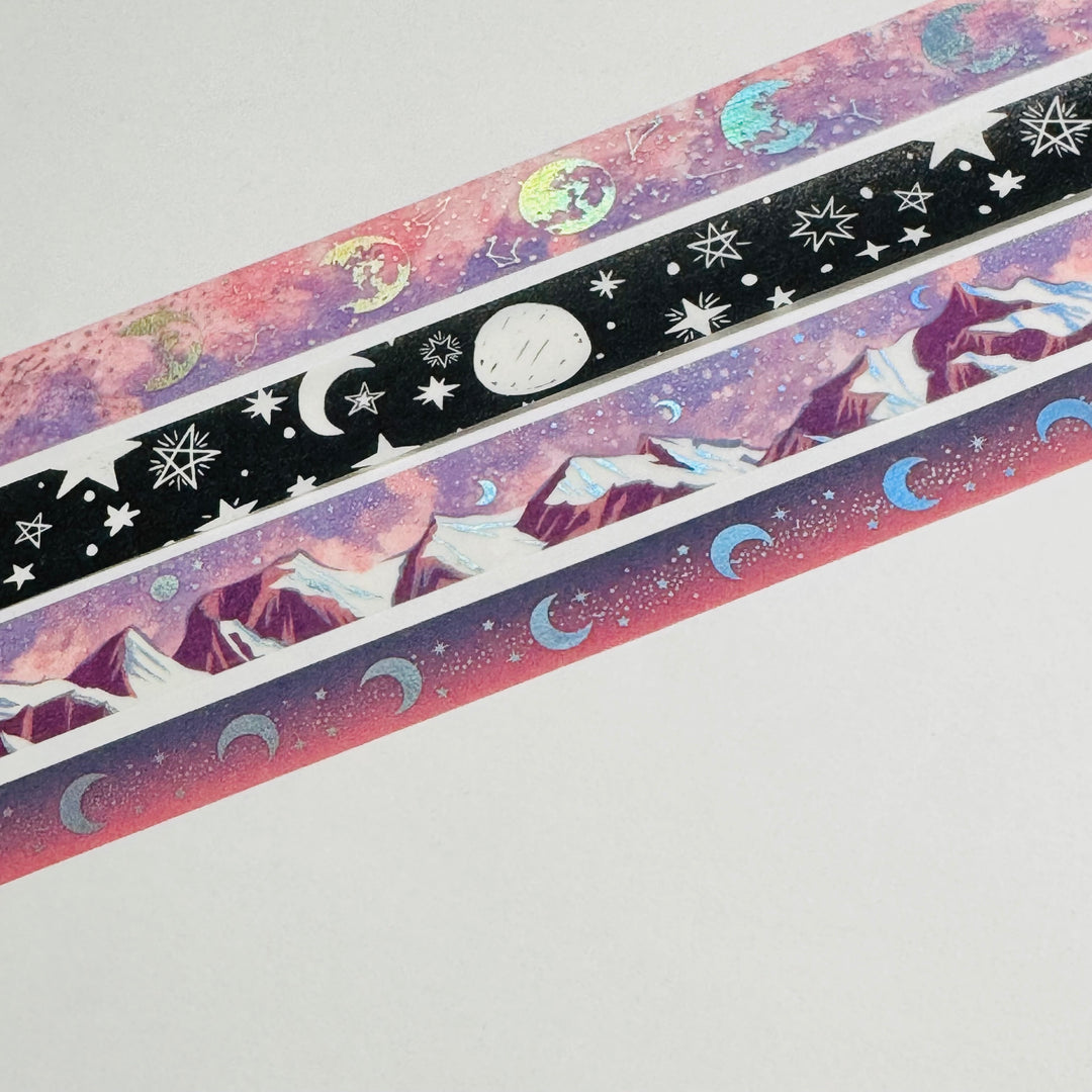 CELESTIAL LUNAR MAGIC Favorites Washi Tape Bundle ~ 4 Rolls ~ 10mm/15mm x 10m (23/33 Feet)
