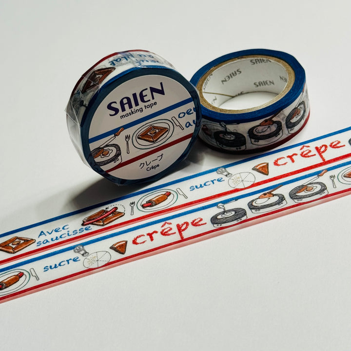 FRENCH CREPES PATISSERIE Saien Masking Washi Tape - 1 Roll - 15mm x 7m (23 Feet)