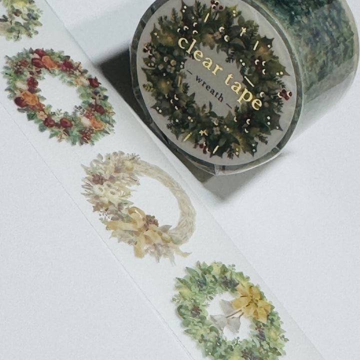 DECORATED CHRISTMAS WREATHS GOLD FOIL Mind Wave PET Washi Tape ~ 1 Roll ~ 30mm x 3m (10 Feet)