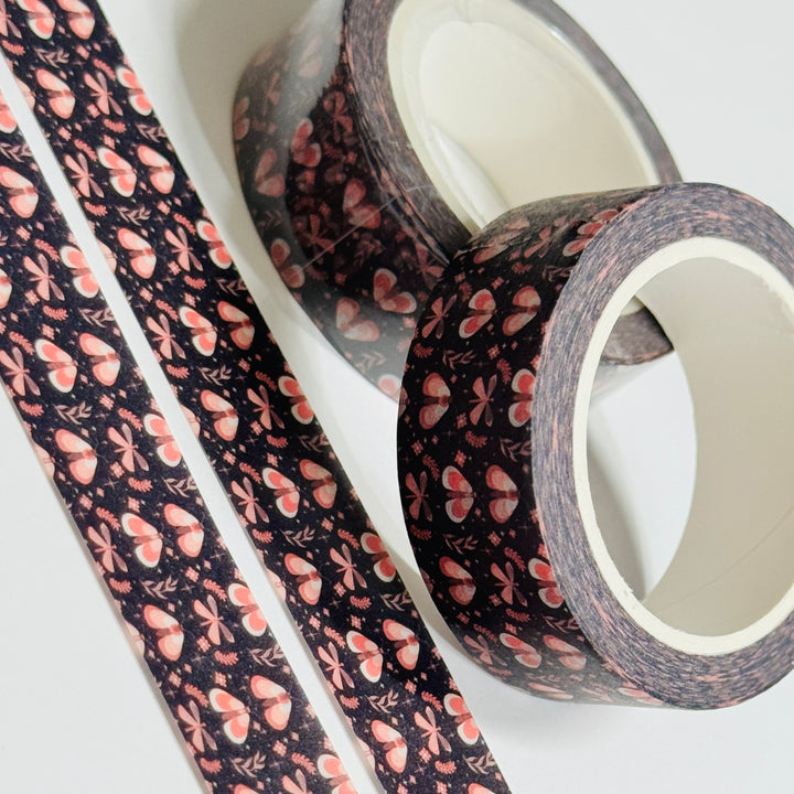 A WHISPER OF FLUTTERING MOTHS Fall Washi Tape ~ 1 Roll ~ 15mm x 10m (33 Feet)