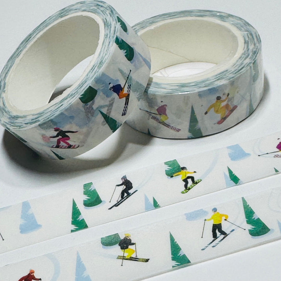 WINTER SNOWBOARDING & SKIING Washi Tape ~ 1 Roll ~ 15mm x 10m (33 Feet)