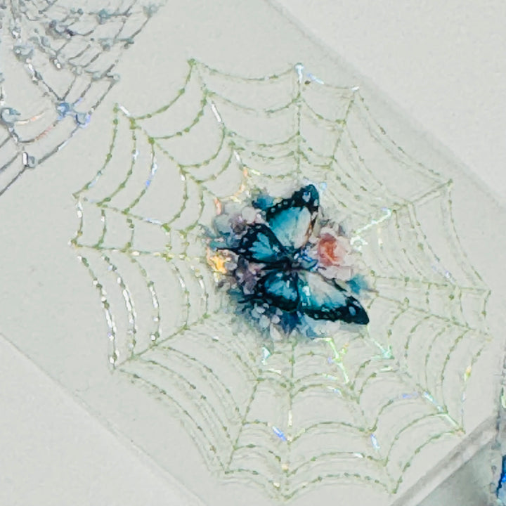 IRRIDESCENT BLUE BUTTERFLY SPIDERWEBS Halloween PET Washi Tape ~ 1 Roll ~ 50mm x 2m (7 Feet) (Copy)